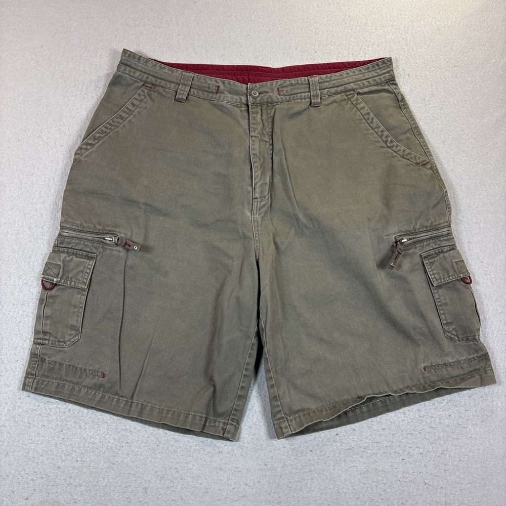 Vintage NorthCrest Men's Cargo Shorts Sz 38 Seven Pockets Hiking Zippers Relaxed